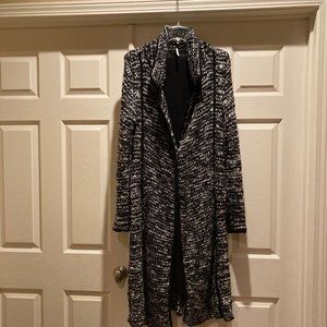 Free People cardigan; Women sz. L; gently worn; black/white 'marled' Great Cond
